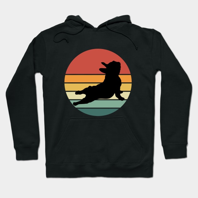 French bulldog yoga, sunset yoga frenchie silhouette Hoodie by Collagedream